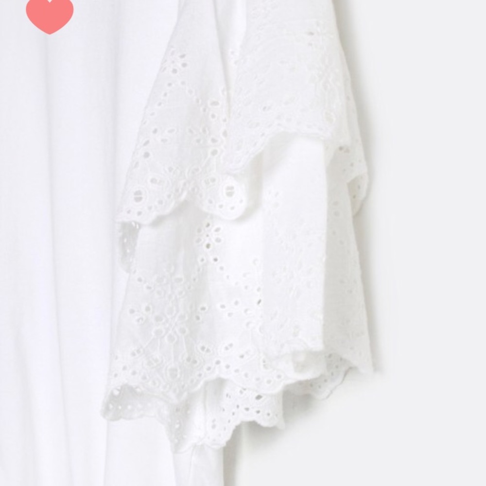 🌟 New Tee Shirt Beautiful Eyelet Ruffle Sleeves - Picture 7 of 8